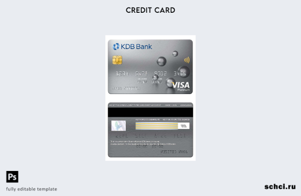 цифровая загрузка шаблона карты Visa Platinum банка KDB Южной Кореи